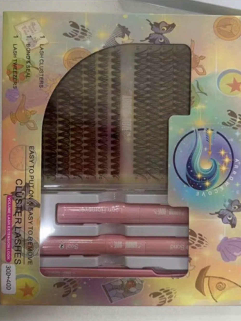 Pink Cluster Lashes Kit with Applicators - Beauty Accessory
